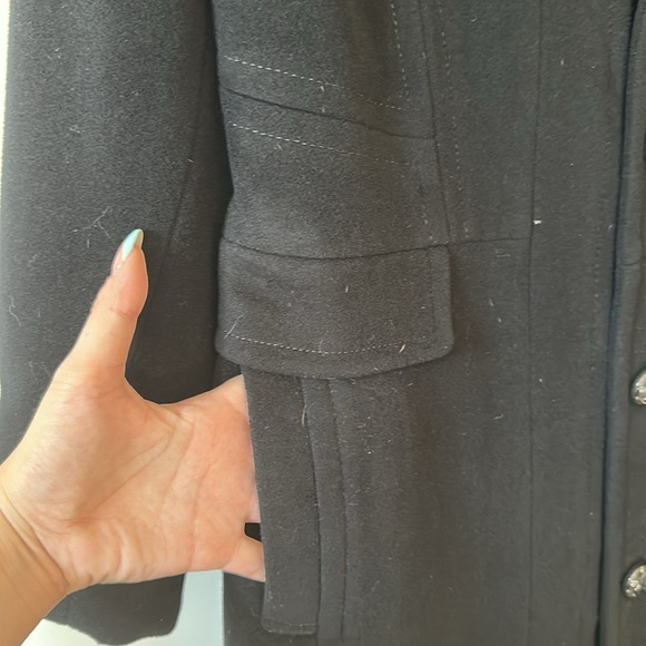 COLE HAAN | Black Trench Coat with Notched Lapel - Picture 7 of 16